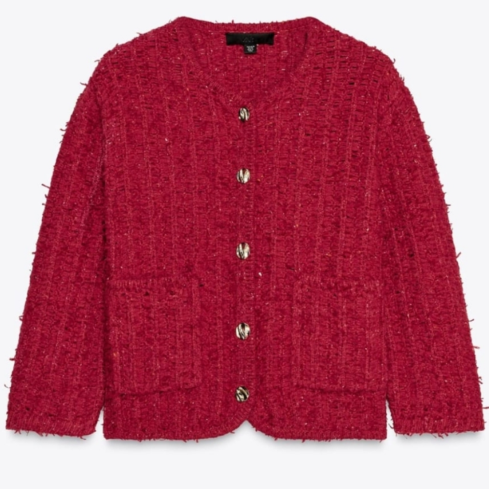 Zara's Knit Cardigan With Elbow-length Sleeves